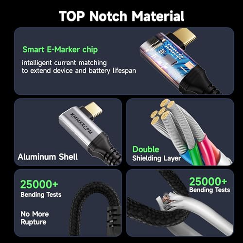 KMMXXCPM USB-C Right Angle Extension Cable 3.3FT Compatible with Thunderbolt 4/3,USB4 Extension 40Gbps Data Transfer,90 Degree USB C Male to Female Extender Cord,240W Fast Charging,8K/4K Video Display by KMMXXCPM - Used condition - Image 6