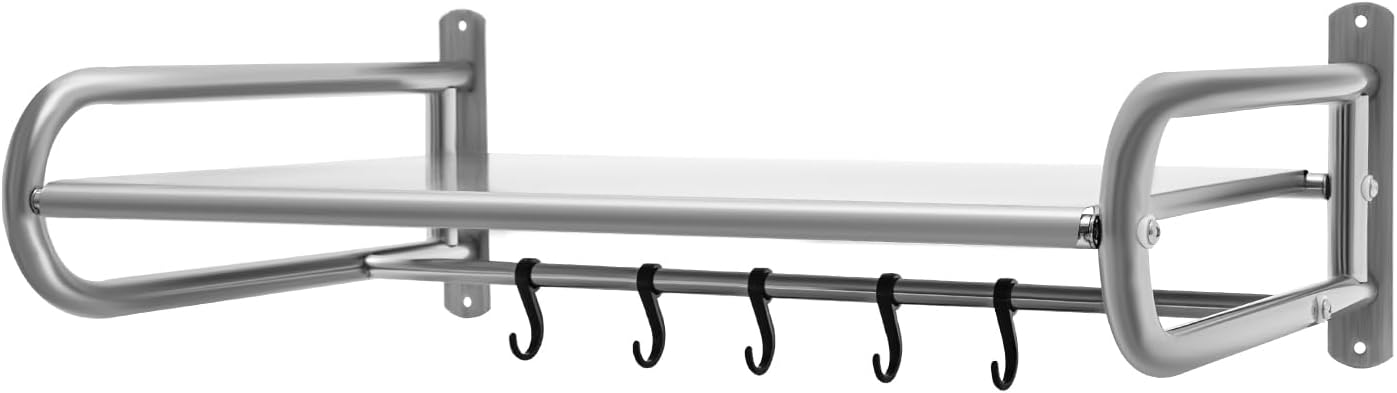 Stainless Steel Wall Shelf, Household Grade Microwave Oven Wall Rack, high Load Bearing countertop, Stationary kit, Multifunctional Storage Rack (Silver)