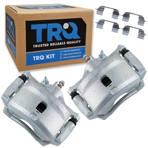 Image of TRQ Front Driver and Passenger Side Brake Caliper Set Caliper Brackets Hardware Compatible with 97-11 Honda Civic EX, 04-11 Civic LX, 06-11 DX, 10-14 Honda Insight, 99-00 SI