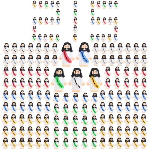 basuwu 215 PCS Little Jesus Figures Small Jesus Figurines Tiny Rubber Jesus Loves You for Figure for Easter Eggs Baptism Gifts Religious Party Favors (215)