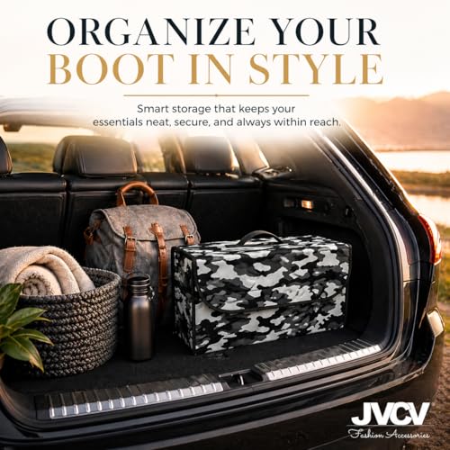 Image of JVCV Car Trunk Boot Organizer with Camouflage Pattern - Anti-Slip Car Storage Box for SUV Sedan Truck Minivan | Durable Multipurpose Car Accessories Organizer (Camo - Large)