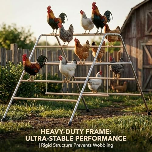 Image of CHIKENCOOP Chicken Coop Roosting Perch Essentials：Perfect for Backyard Poultry, Easy Installation Farm Roost Toys for Chickens(81.7''L x 41.3'' W x 41.7H'')