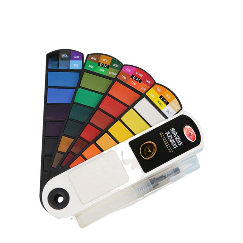 Set di pennelli per pittura ad acquerello a ventaglio pieghevole, pigmenti facilmente solubili, kit artistico compatto portatile per schizzi e creazione di interni