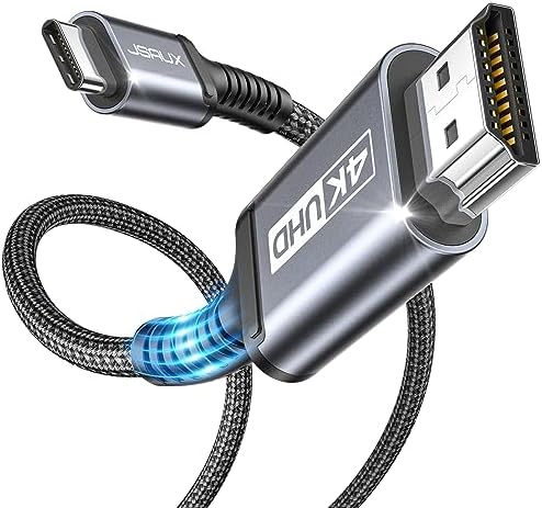 JSAUX USB C auf HDMI Kabel 2M, 4K@60Hz für iPhone 18/17 Pro, MacBook, Grau | Plug & Play USB C auf HDMI überträgt 4K@60Hz Video stabil; nur von USB C zu HDMI, für iPhone 17/16/15,