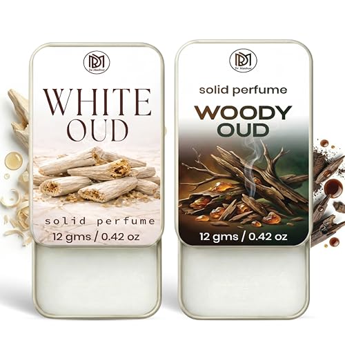 Image of Dr.Mashur Solid Perfume |Woody oud&White Oud Alcohol Free Wax Perfume Balm, Long Lasting | Pocket Tin 12g, Pack Of 2| Non Greasy Smooth Glide, Travel Friendly Unisex Gifts He Or Her