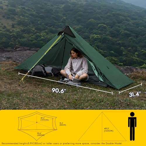 Image of LANSHAN Ultralight Waterproof 1-2 Person Backpacking Tent | Ultralight waterproof nylon, pitch anywhere, for camping & travel.