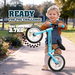 Dromlag Balance Bike for 2-5 Year Olds Kids, 50kg Weight Capacity, Adjustable Seat & Handlebars, LED Wheels, Safe & Stable, Ideal Children's Gift, Christmas Xmas Gifts for Kids Eve, Blue
