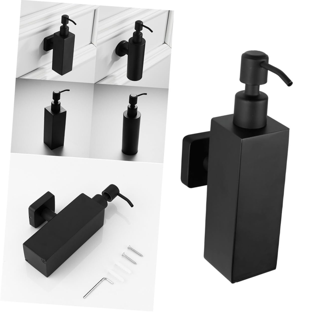 Yardenfun Dispensador de Jabón Líquido de Acero Inoxidable de Pared Forma Cuadrada Bomba Manual para Baño Cocina y Hotel Resistente y Fácil de Rellenar