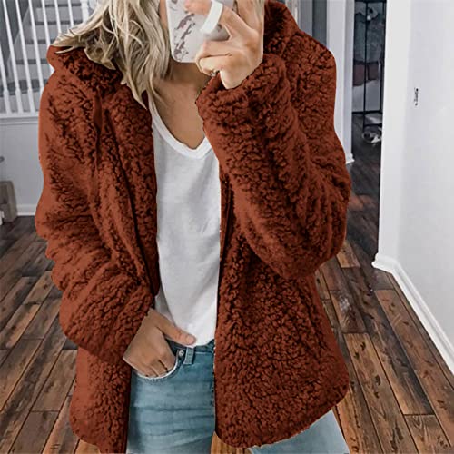 Womens Fleece Jacket Sherpa Fuzzy Coats Full Zip Hoodie Long Sleeve Jackets Fashion Casual Outerwear with Pockets2