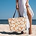 REVENEVER Beach Tote Bag for Women Foldable Waterproof and Sandproof Tote Bag with Zipper Orange Hibiscus Flower Print Beach Bag Large Travel Bag