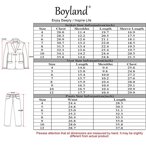 Boyland Boys 3 Pieces Tuxedo Suit Set Plaid Slim Fit Blue Peak Lapel Jacket Tux Vest Blue Pants Party Wedding #TOP6