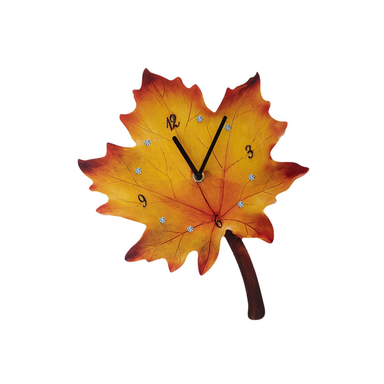 Horloge décorative design feuille d'érable au mécanisme silencieux