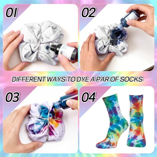 Image of Chicingyou White Cotton Socks for Tie Dye Painting Graffiti White Crew Ankle Socks Tie Dye Kit Party Supplies