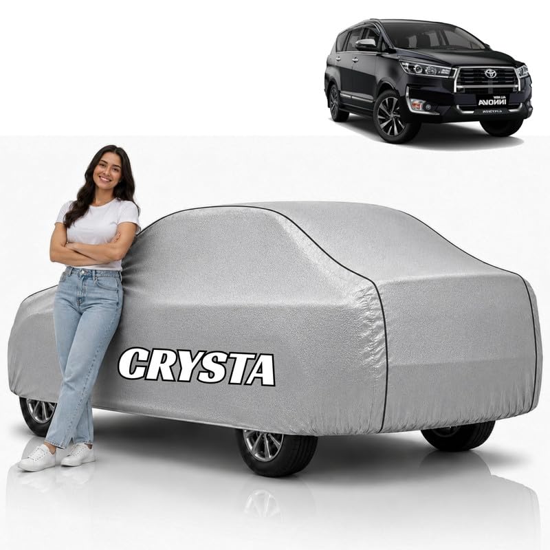 Image of Mind-Blowing 2026 100% Waterproof Innova Crysta Car Cover | Polyester Car Body Cover for Rain & Sun | UV Protection, Dustproof, Scratch Resistant, Windproof, Heat Resistant, Custom Fit (SILVER)