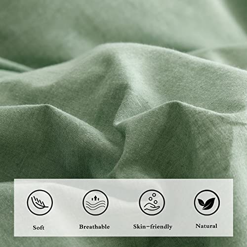 Green Duvet Cover King Size Bedding Solid Color Modern Bedding Collection For Adults Easy Care Comforter Cover Zipper Closure Washed Cotton Bed Duvet Quilt Cover With 2 Pillowcases #TOP5
