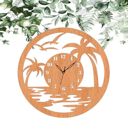 Image of ADK Wooden MDF Wall Clock Trendy Fancy Antique Design Silent Battery Operated Ticking Movement Clock -No Frame for Home /Kitchen /Office / 14