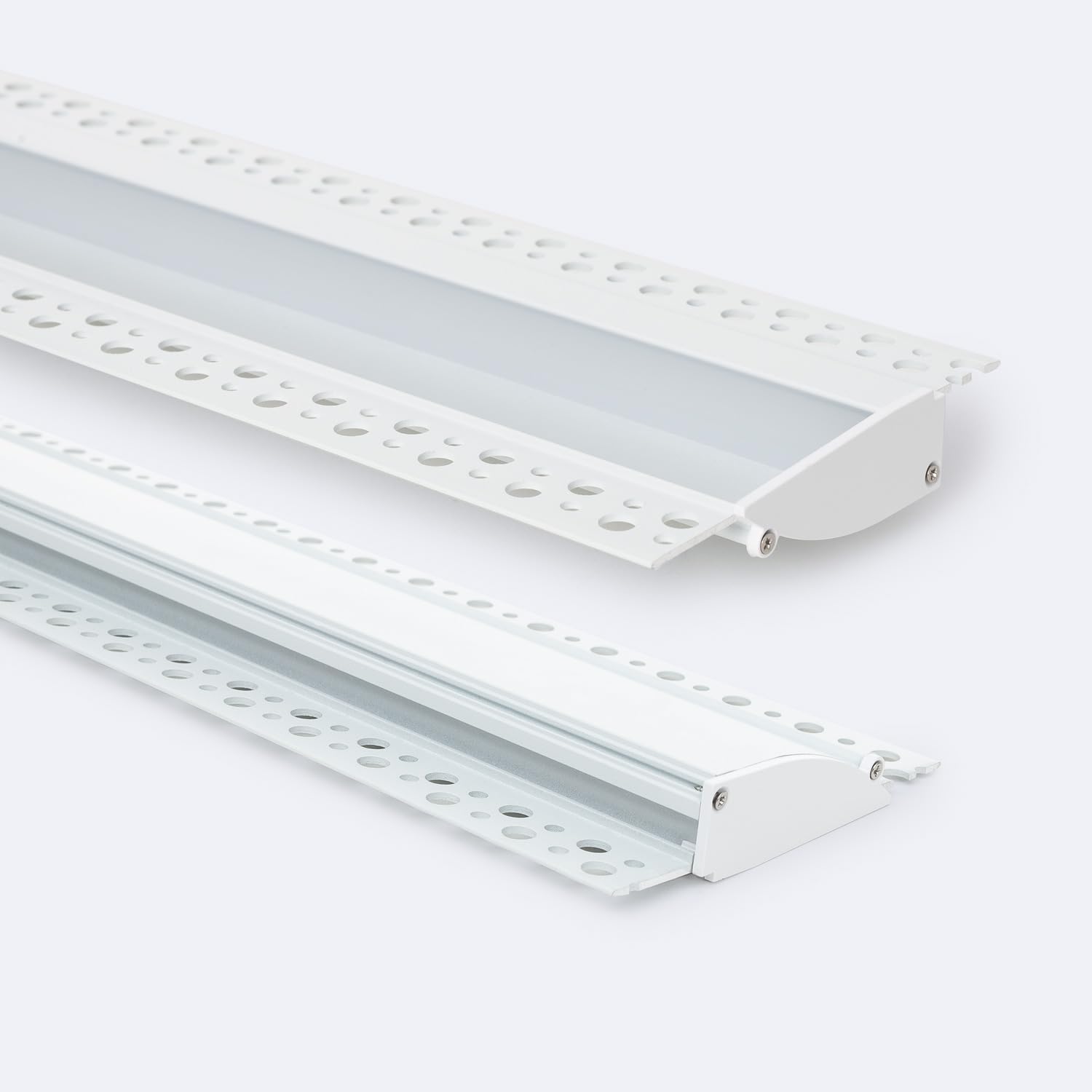 LEDKIA LIGHTING Profilo Alluminio da Incasso per Cartongesso 2m per Striscia LED fino a 12mm Bianco 2 m Semitrasparente