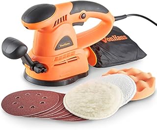 VonHaus 430W Random Orbital Sander 125mm with 3 Polishing Pads & 9 Sanding Pads - Sander Machine with Dust Collector, Variable Speed - Suitable for Wood, Metal and Plastic