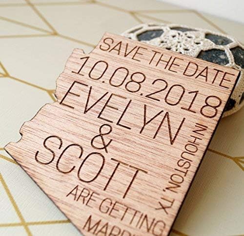 Miniatura 2 de Wooden save the date magnets, US state shaped save the dates, rustic wedding save the dates, personalized magnets, set of 25 pc