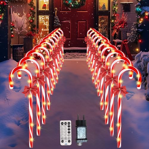 LED Lichterkette Zuckerstangen, 20 Stück Warmweiße LEDs...