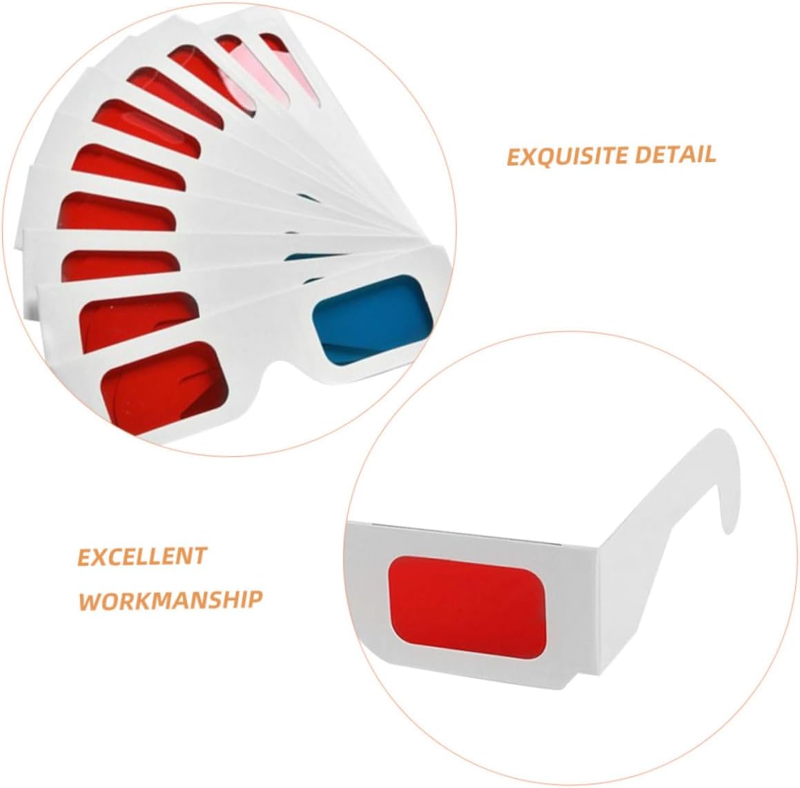 70pcs Anaglyph 3D Paper Glasses for Movies and Gaming, Red and Blue Cardboard Frame Eyewear for Home Theater and School Activities