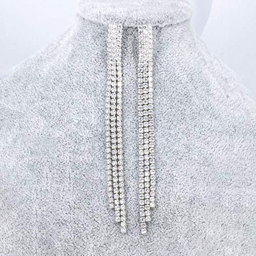 Yoqucol Boho Tassel Chandelier Earrings Cubic Zirconia Crystal Long Drop Dangle Chain Bohemian Earrings For Women Girls #TOP4