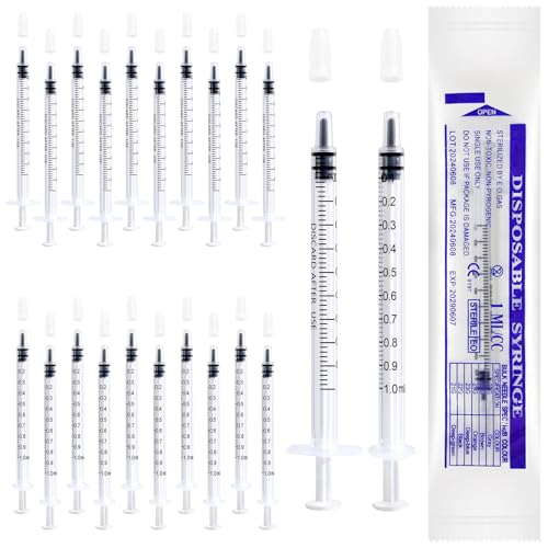 22Pcs 1ml Colostrum Syringe Plastic Syringes With Caps No Needle Colostrum Collection Kit Colostrum Harvesting Kit for Refilling and Measuring Liquids Scientific Labs Plant Watering Pet Feeding