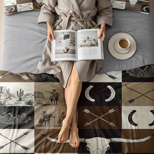 Housse de couette western vintage king size 3 pièces patchwork rustique - 6