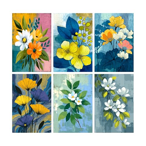 Image of SiddArtify Floral Wall Art Prints Set - Botanical Flower Poster Decor for Living Room Bedroom Office - 12x18 inch Board Pack of 6