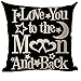 Word Art Cita I Love You to The Moon and Back Stars - Funda de almohada decorativa para amante, funda de cojín para casa, sala de estar, cama, sofá, coche, algodón, lino, cuadrado, 40,8 x 40,8 cm