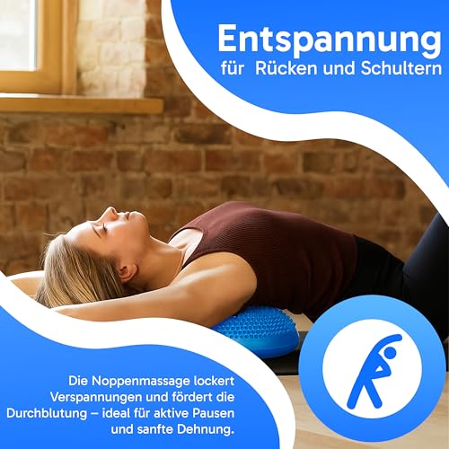 Retoo Ballsitzkissen mit Pumpe, 34cm Durchmesser, Balancekissen, Orthopädisches Sitzballkissen, Luftkissen, Pad, Sitzkissen, Bürostuhl, Balance Kissen für Core, Yoga