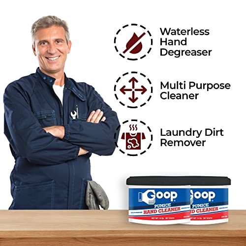 Goop Multi-Purpose Hand Cleaner With Pumice - Waterless Hand Degreaser And Laundry Stain Remover - Remove Dirt, Oil, Paint, Ink, And Clothes Stains - 14Oz, Pack Of 2 #TOP1