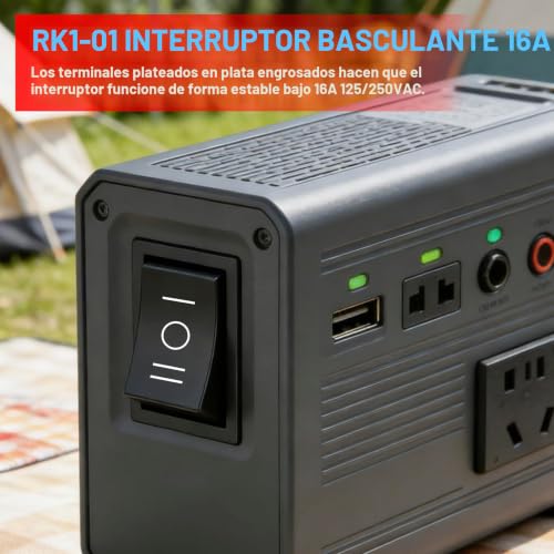 Miniatura 7 de Heschen Interruptor Basculante, Rk1-01-Hs, On-Off-On, Dpdt, 6 Terminales, 16a 250vac, Negro, Paquete De 2