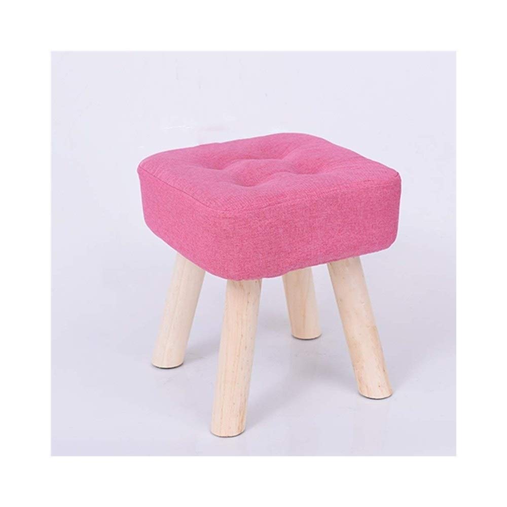 Repose-pieds en bois massif NMDCDH et assise premium en tissu rose