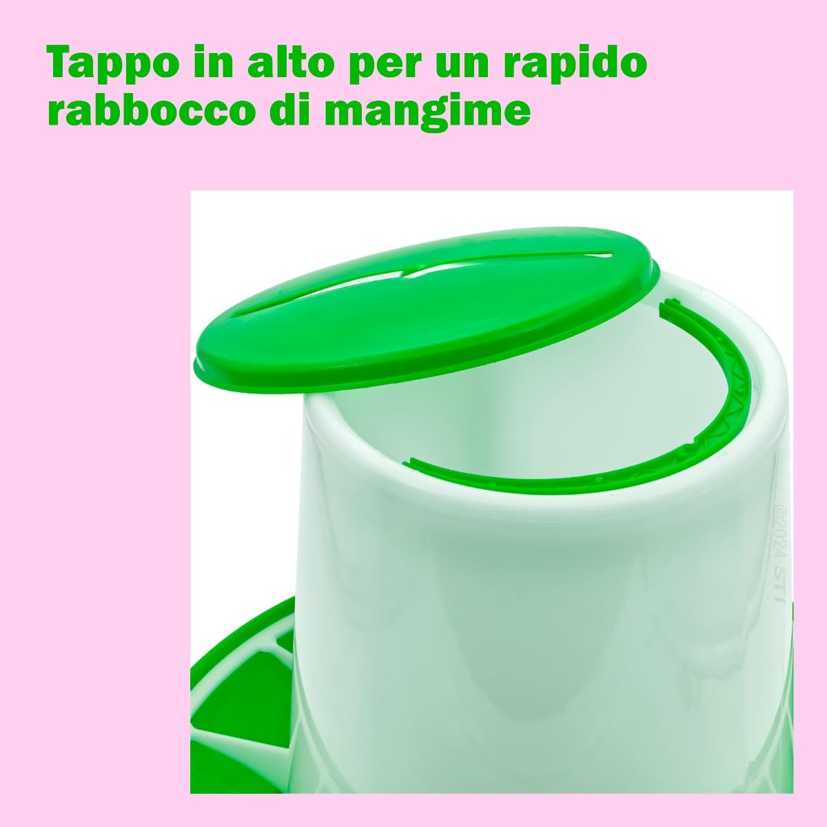 STI Set Mangiatoia 6kg + Abbeveratoio 5L kit distributore mangime acqua per polli pollame galline alta qualità Verde