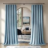 Beauoop Lake Blue Velvet Curtains 84 Inches Long 2 Panels for Bedroom Living Room Soft Luxury Room Darkening Thermal Insulated Soundproof Rod Pocket Window Treatments Drapes, 52X84 Set of 2