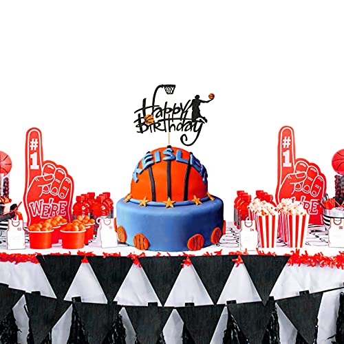 Basketball Cake Topper Happy Birthday Basketball Themed Cake Decoration For Men Sport Boys Birthday Party Sports Event Party Supplies #TOP2