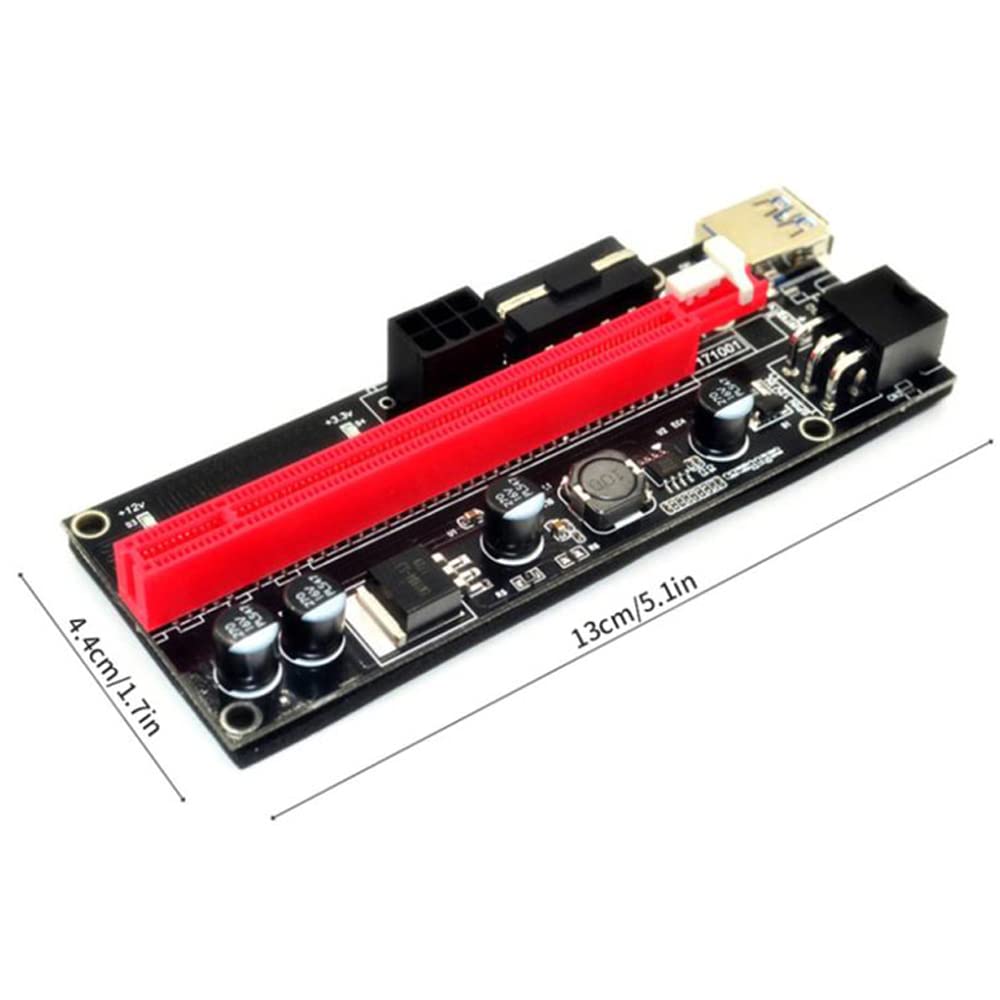 ezqnirk 1pcs PCI-E Riser 009S 1X 16x Extender PCI E USB Riser 009S Dual 6Pin Adapter Card SATA 15pin for BTC Miner R USB 3.0 Graphics Card