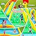 WELLFUNTIME Inflatable Water Double Slides Park, Bounce House with Arched Water Gun Spray, Jumping Castle with Air Blower