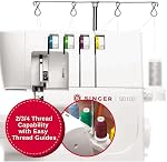 SINGER S0100 Metal Frame Serger with Accessory Kit | Overlock Machine with 6 Built-in Stitches, 2-3-4 Thread Capability, Adjustable Tension & Stitch Length, 1300 Stiches per Minute & Differential Feed
