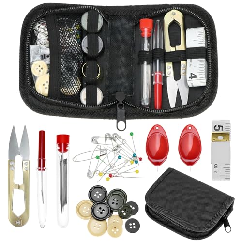 QWORK Military Survival Sewing Kit with Buttons, Essential Sewing Tools