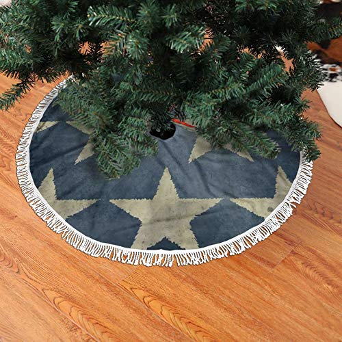 Antcreptson American Flag Stars Patriotic Memorial Day Fourth Of July Blue Beige 36 Inches Christmas Tree Skirt Christmas Decoration Ornaments Holiday Party Mat Xmas #TOP1