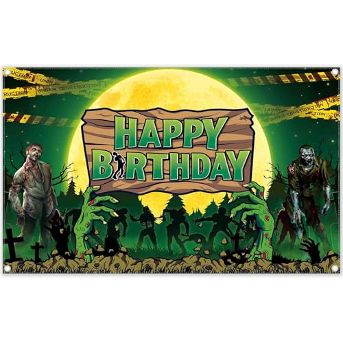 YCUCUEI 72x43inch Halloween Zombie Birthday Photography Backdrop
