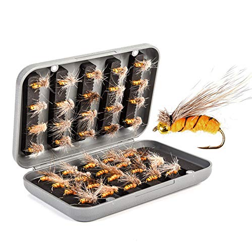 Leurres de Pêche Kit 4 0PCS Set de pêche à la Mouche Souchée Truite Siltted Bait Pêche Crochets Tackle avec Boîte Artificielle Appâts