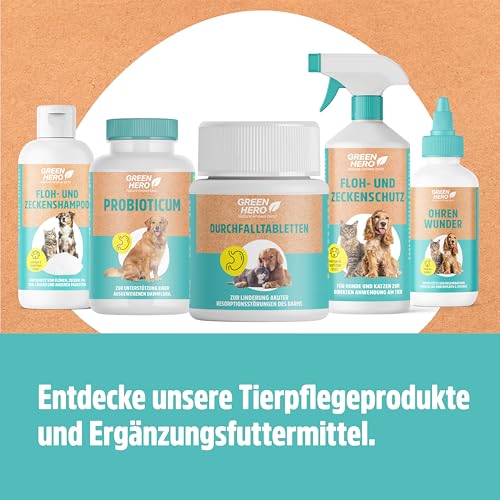 Green Hero Darm Balance Tabletten für Hunde & Katzen, 60 Kautabletten mit Präbiotika zur Unterstützung von Magen & Darmflora, Diät Ergänzungsfuttermittel
