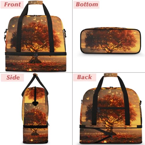 Large Weekender Overnight Bags Fall Leaves Butterfly Travel Duffel Bag for Women Men Gym Bag With Shoe Compartment Foldie Travel Tote Bag Carry On Personal Item Bag for Travel Gym Sports3