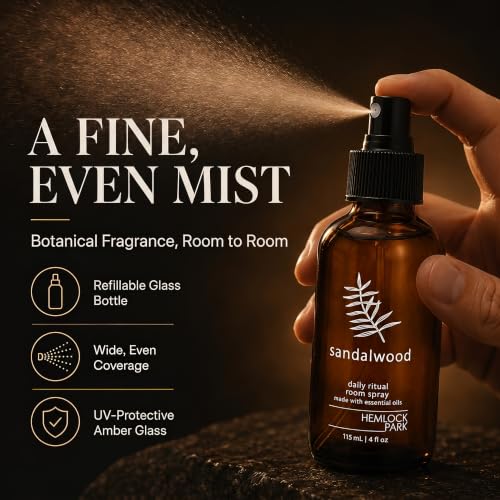 Image of Hemlock Park Sandalwood Botanical Mist Room + Linen Spray | 4 oz Glass Bottle | Made in USA