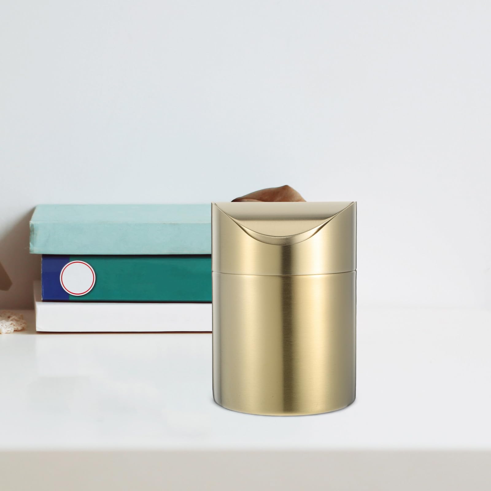 Kisangel Acero Inoxidable Dorado con Tapa de Escritorio Mini
