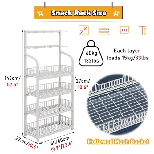 Présentoir à collations de supermarché blanc à 5 niveaux pour chips - 2