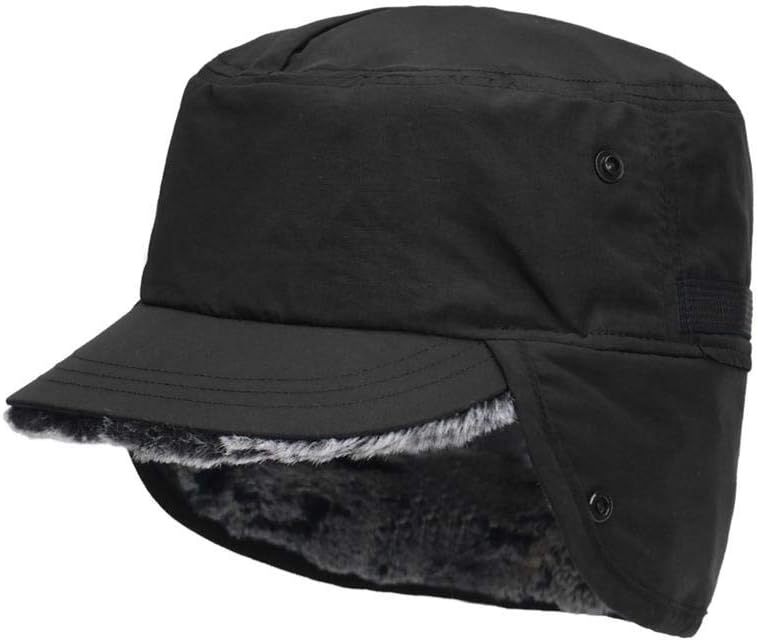 Mens Winter Hat with Ear Flaps Trapper Hats Windproof Ski Warm Fully Lined Faux Fur Baseball Cap for Women